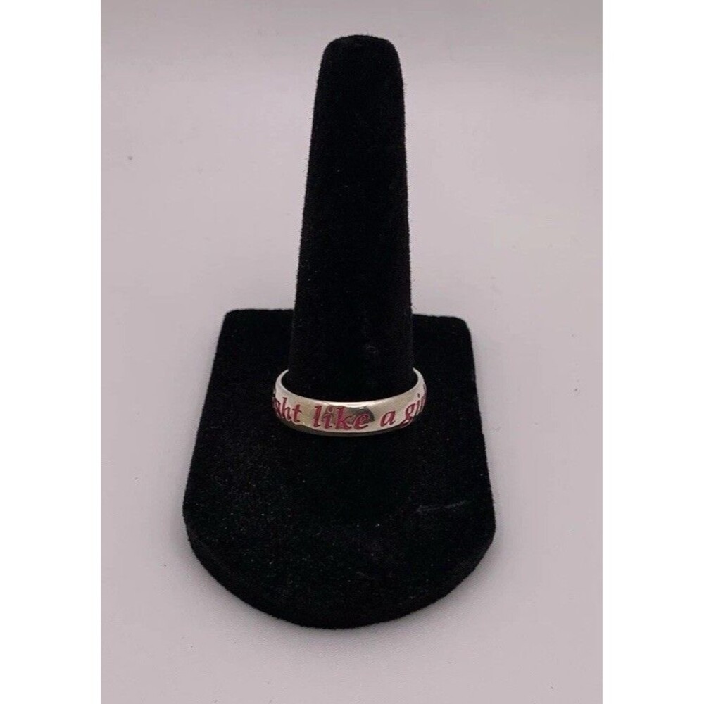 Avon Sterling Silver Ring Breast Cancer Awareness Size 8 I Fight Like A Girl
